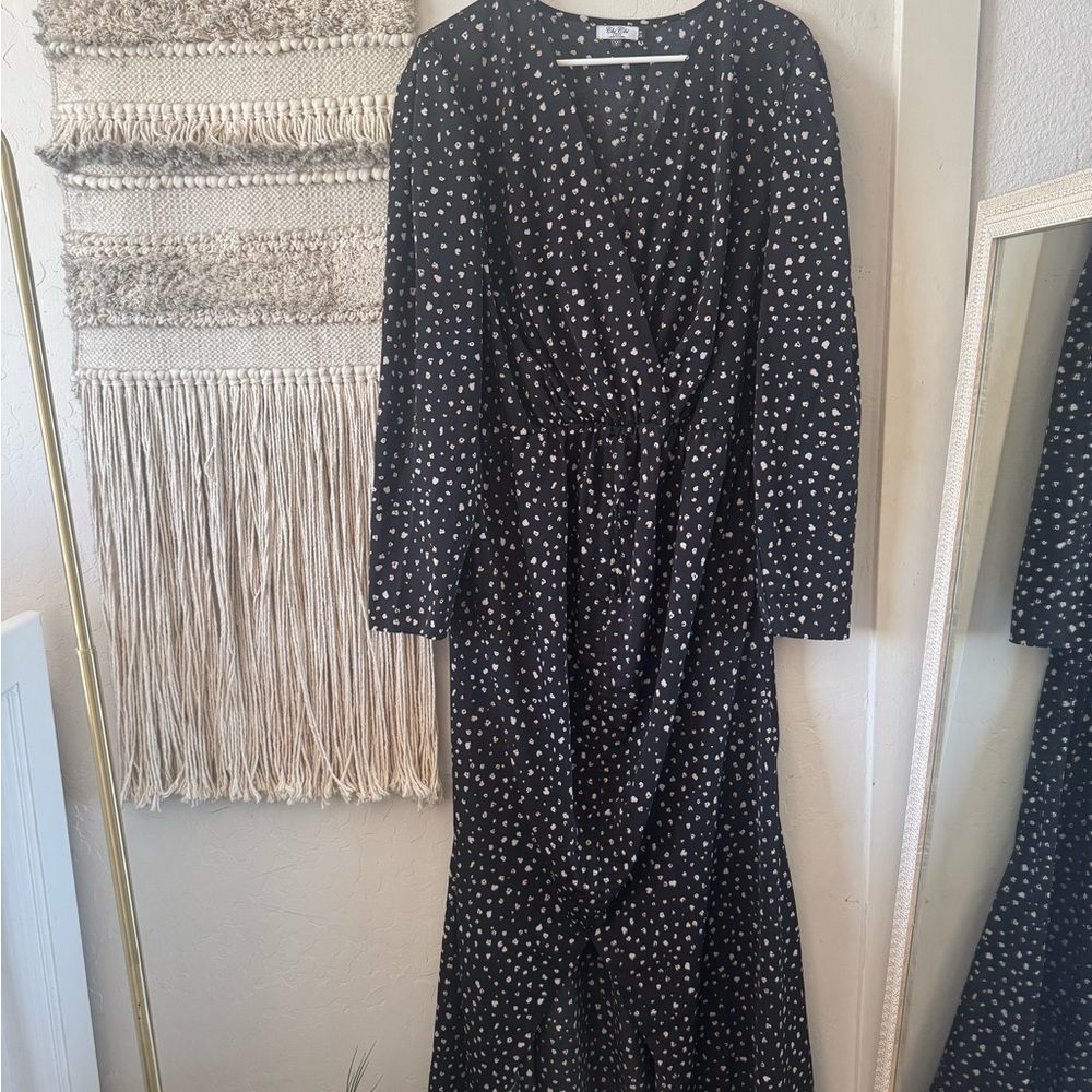 Chi Chi London Black Long Sleeve Cuffed Neck Dress